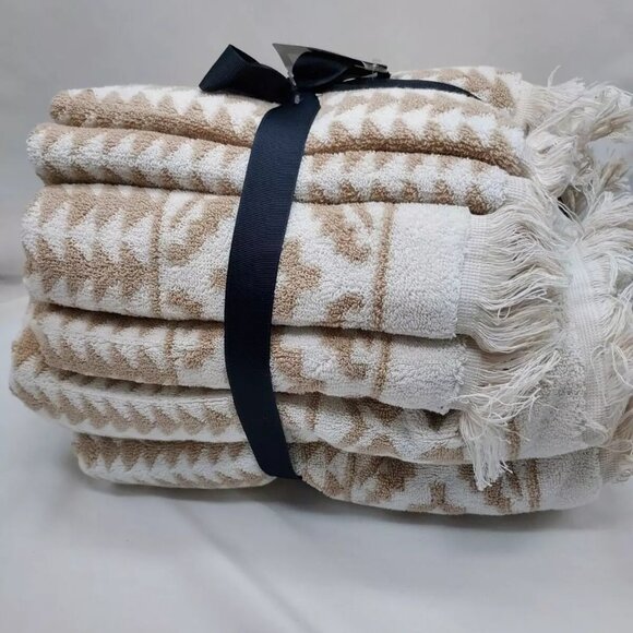 6 Pc. PENDLETON Sundown TOWEL SET Tan/Cream ~ Luxurious! - Picture 4 of 7